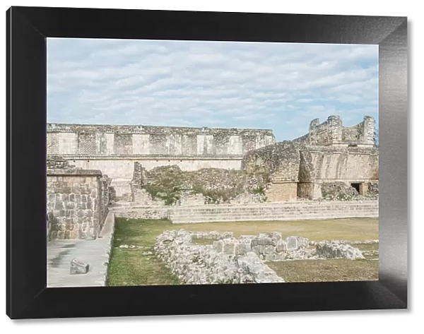 Mexico, Yucatan. Uxmal Ruins, Nunnery Quadrangle, believed to be constructed in the 9th