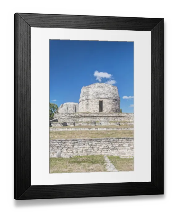 Framed Print : Mexico, Yucatan. Mayapan Ruins, Temple Redondo