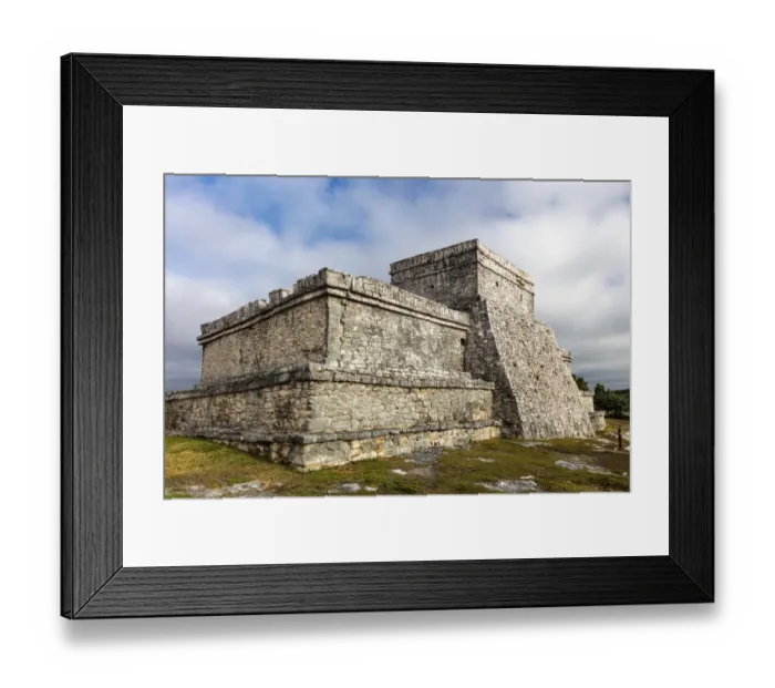 Framed Print : Temple of the Wind at Archeological Zone of Tulum Mayan Port City Ruins in Tulum, Mexico