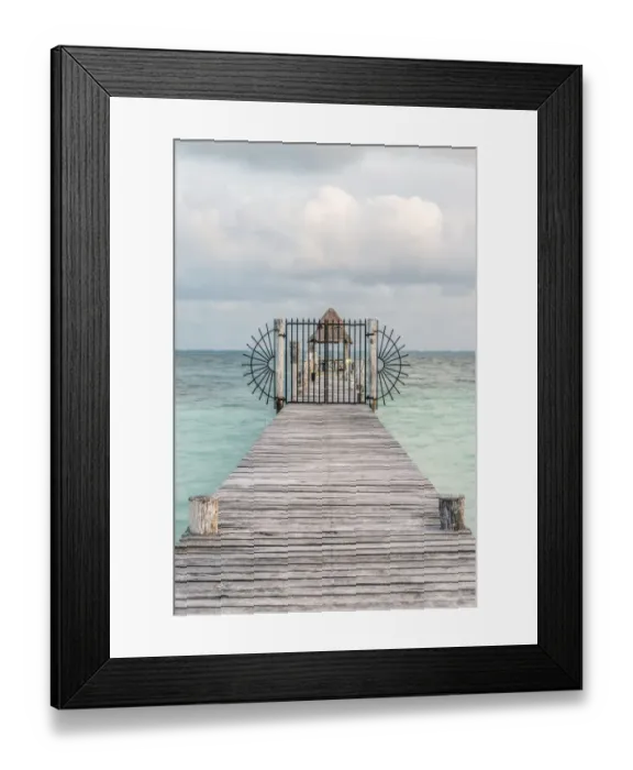 Framed Print : Mexico, Cancun. Pier in the Ocean