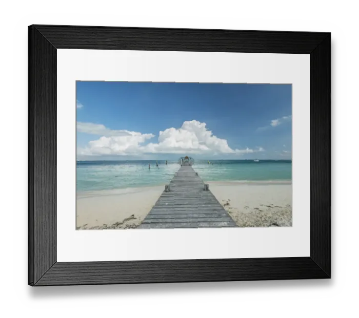 Framed Print : Mexico, Cancun. Pier in the Ocean