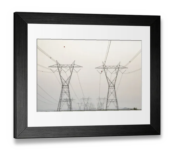 Framed Print : USA, Arizona. Converging transmission towers and power lines Framed Print : USA, Arizona. Converging transmission towers and power lines