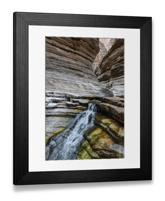 Framed Print : USA, Arizona. Small waterfall in Matkatamiba Canyon, Grand Canyon National Park