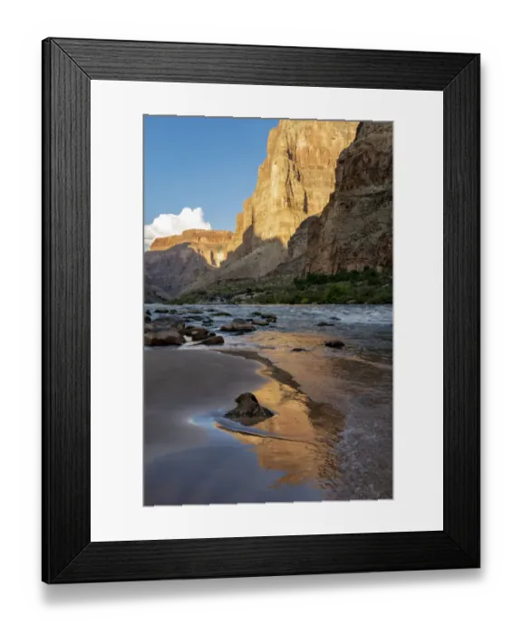 Framed Print : USA, Arizona. Reflections on the beach, Colorado River, Grand Canyon National Park Framed Print : USA, Arizona. Reflections on the beach, Colorado River, Grand Canyon National Park