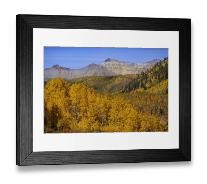 Framed Print : USA, Colorado, Uncompahgre National Forest. Autumn landscape and the Sneffels Range Framed Print : USA, Colorado, Uncompahgre National Forest. Autumn landscape and the Sneffels Range