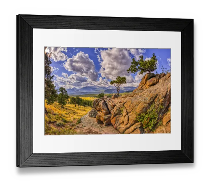 Framed Print : USA, Colorado, Rocky Mountain National Park. Landscape with mountains and rock outcrop