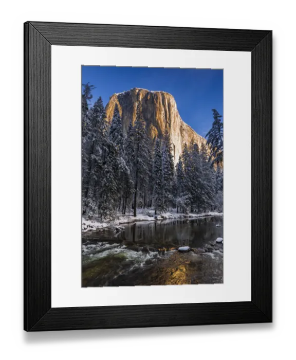 Framed Print : El Capitan above the Merced River in winter, Yosemite National Park, California, USA Framed Print : El Capitan above the Merced River in winter, Yosemite National Park, California, USA
