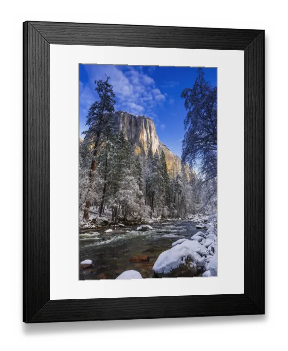 Framed Print : El Capitan above the Merced River in winter, Yosemite National Park, California, USA Framed Print : El Capitan above the Merced River in winter, Yosemite National Park, California, USA