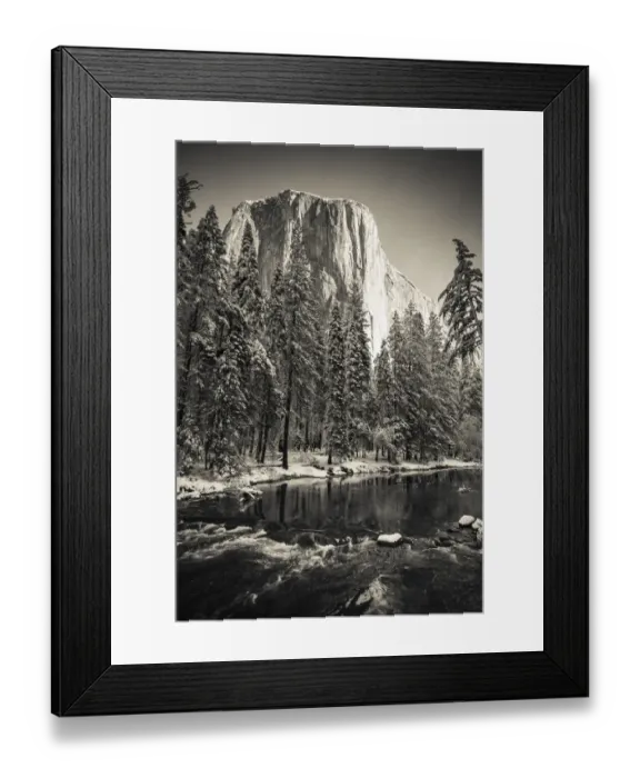 Framed Print : El Capitan above the Merced River in winter, Yosemite National Park, California, USA Framed Print : El Capitan above the Merced River in winter, Yosemite National Park, California, USA