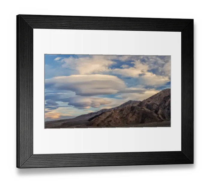 Framed Print : USA, California, Death Valley National Park, Panorama of lenticular clouds at sunset Framed Print : USA, California, Death Valley National Park, Panorama of lenticular clouds at sunset
