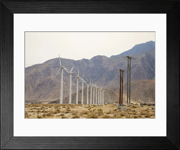 Framed Print : USA, California, Palm Springs. Wind farm turbines