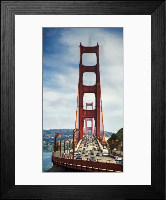 Framed Print : USA, California, Golden Gate Bridge traffic
