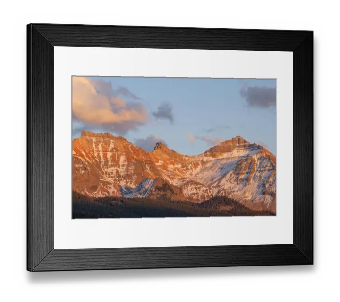 Framed Print : USA, Colorado, Uncompahgre National Forest, Sunset light on Vermillion Peak above autumn Framed Print : USA, Colorado, Uncompahgre National Forest, Sunset light on Vermillion Peak above autumn