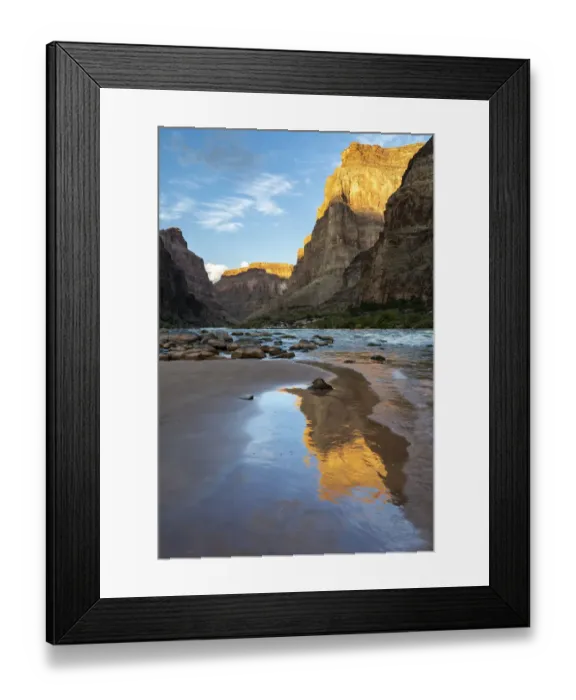 Framed Print : USA, Arizona. Reflections on the beach, Colorado River, Grand Canyon National Park Framed Print : USA, Arizona. Reflections on the beach, Colorado River, Grand Canyon National Park