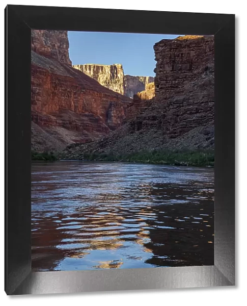 USA, Arizona. Canyon Wall and reflections, float trip down the Colorado River