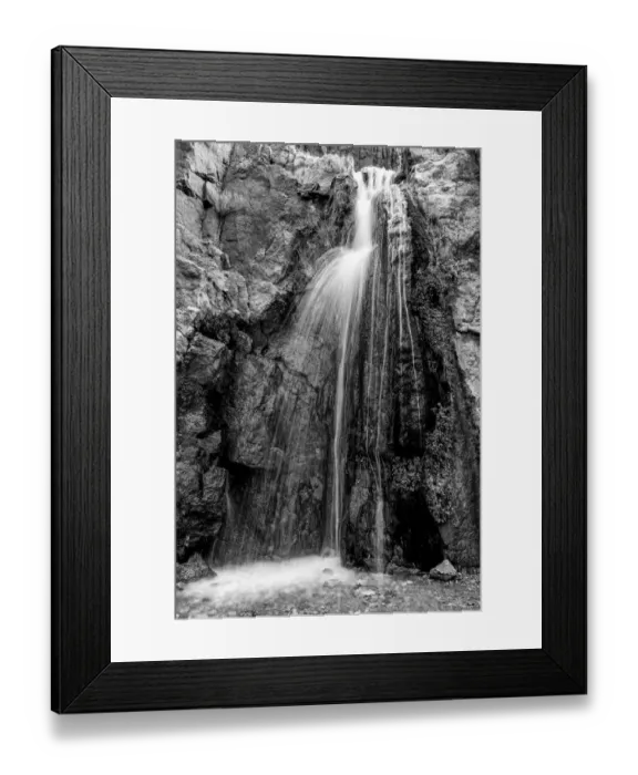 Framed Print : USA, Arizona. Black and White image. Stone Creek Waterfall, Grand Canyon National Park