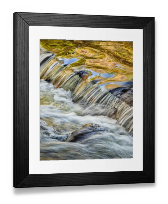 Framed Print : USA, Michigan, Upper Peninsula, Bond River with autumn reflections abstract Framed Print : USA, Michigan, Upper Peninsula, Bond River with autumn reflections abstract