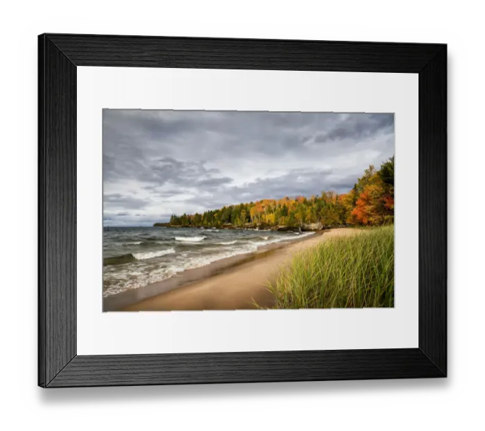 Framed Print : USA, Michigan, Upper Peninsula, Munising, Autumn at Au Train Bay and Lake Superior Framed Print : USA, Michigan, Upper Peninsula, Munising, Autumn at Au Train Bay and Lake Superior