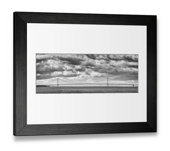 Framed Print : USA, Michigan, Mackinac Island, Panorama of Mackinac Bridge crossing the Straits of Framed Print : USA, Michigan, Mackinac Island, Panorama of Mackinac Bridge crossing the Straits of