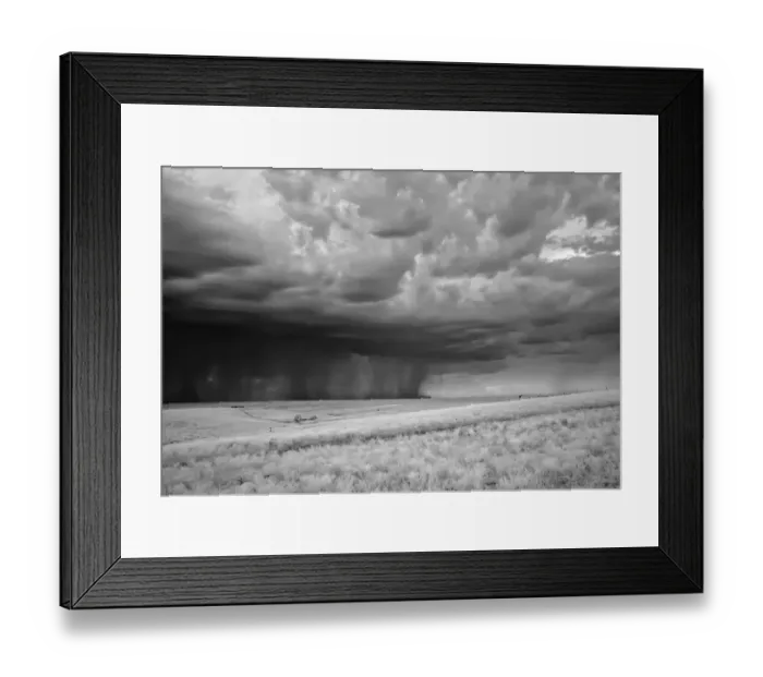 Framed Print : Rain shafts leading the way for a Kansas Flint Hills storm