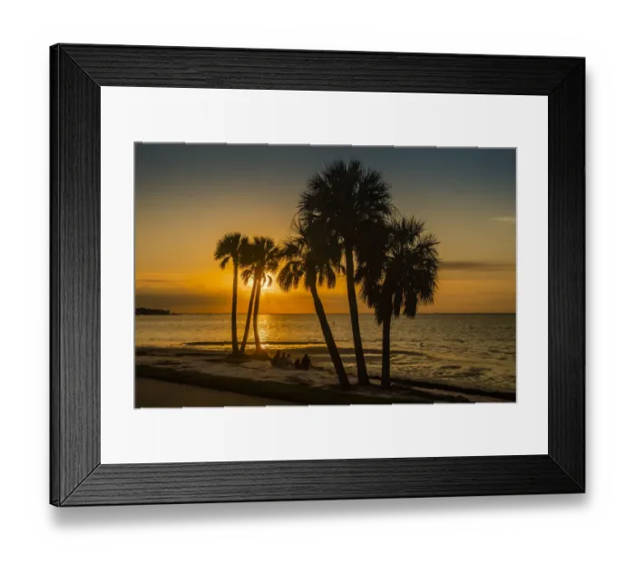 Framed Print : People sitting on the beach watching the sunrise over Old Tampa Bay Framed Print : People sitting on the beach watching the sunrise over Old Tampa Bay