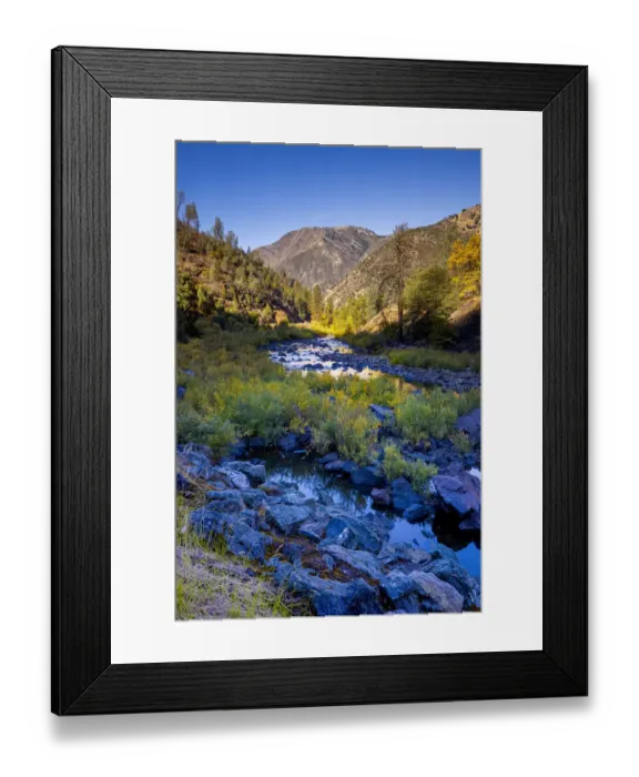 Framed Print : Merced River. Autumn first snow in Yosemite National Park, California, USA