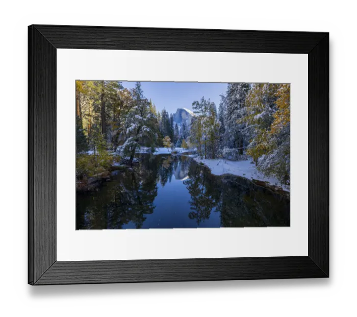 Framed Print : Merced River. Sentinel Bridge. Autumn first snow in Yosemite National Park, California Framed Print : Merced River. Sentinel Bridge. Autumn first snow in Yosemite National Park, California