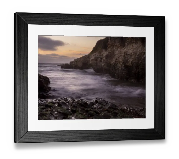 Framed Print : Schooners Cove, sunset, twilight, Pacific Ocean at Montana de Oro State Park