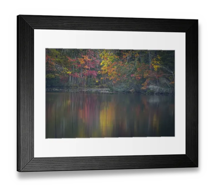 Framed Print : USA, New Jersey, Pine Barrens National Preserve. Autumn colors reflect in lake