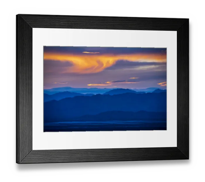 Framed Print : Ridges, mountain, and cirrus cloud at sunset, Great Basin, Nevada Framed Print : Ridges, mountain, and cirrus cloud at sunset, Great Basin, Nevada