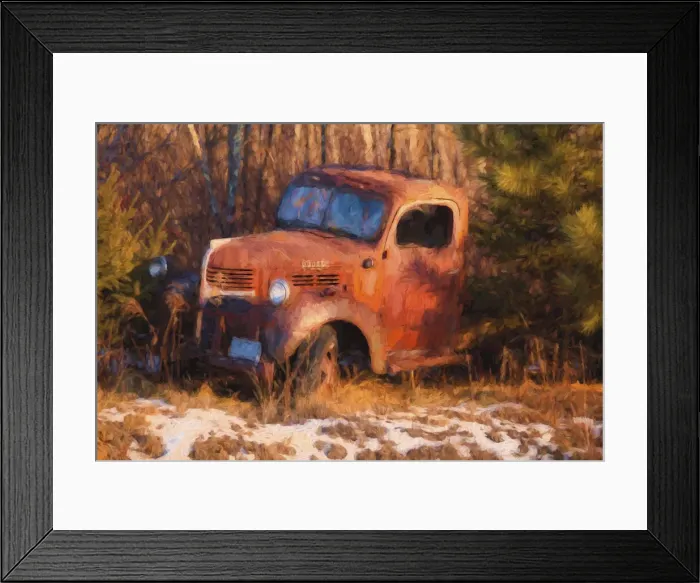 Framed Print : USA, Minnesota, Hinckley. Abstract of abandoned vintage truck