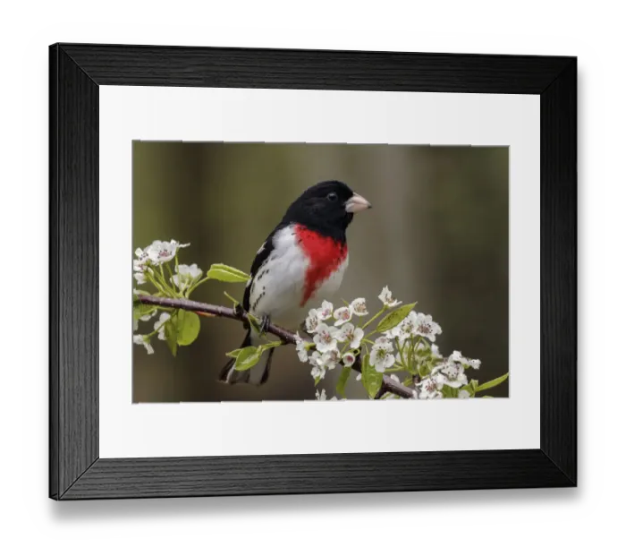 Framed Print : Male Rose-breasted Grosbeak in breeding plumage, Michigan Framed Print : Male Rose-breasted Grosbeak in breeding plumage, Michigan