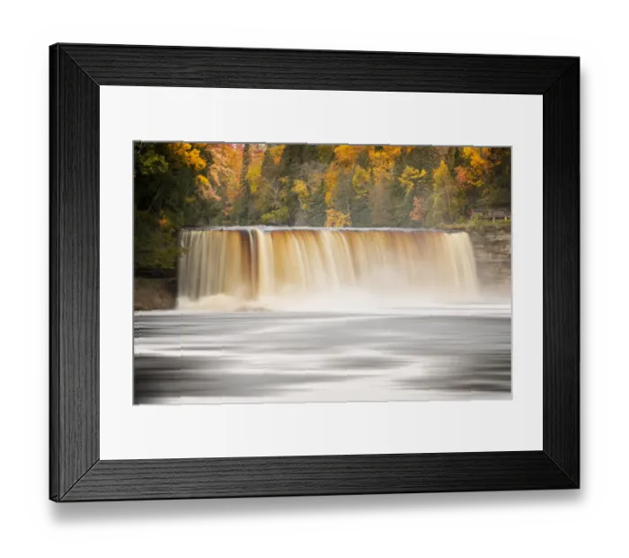 Framed Print : Low angle view of Tahquamenon Falls and fall foliage along Tahquamenon River Framed Print : Low angle view of Tahquamenon Falls and fall foliage along Tahquamenon River