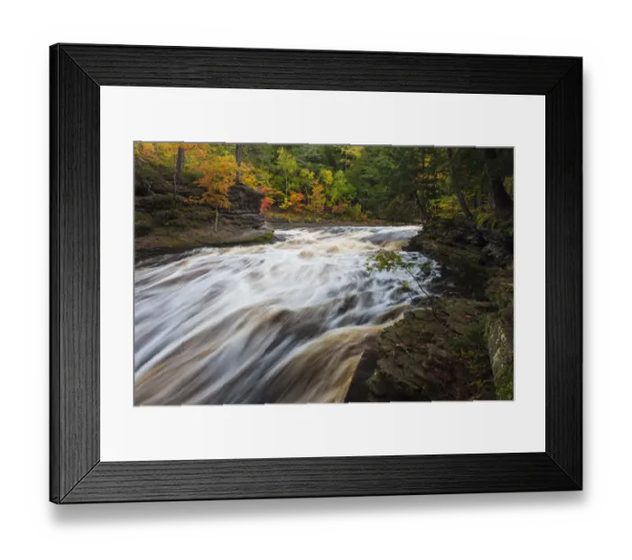 Framed Print : USA, Michigan. Fall colors at Presque Isle River waterfall on the south shore of Lake Framed Print : USA, Michigan. Fall colors at Presque Isle River waterfall on the south shore of Lake