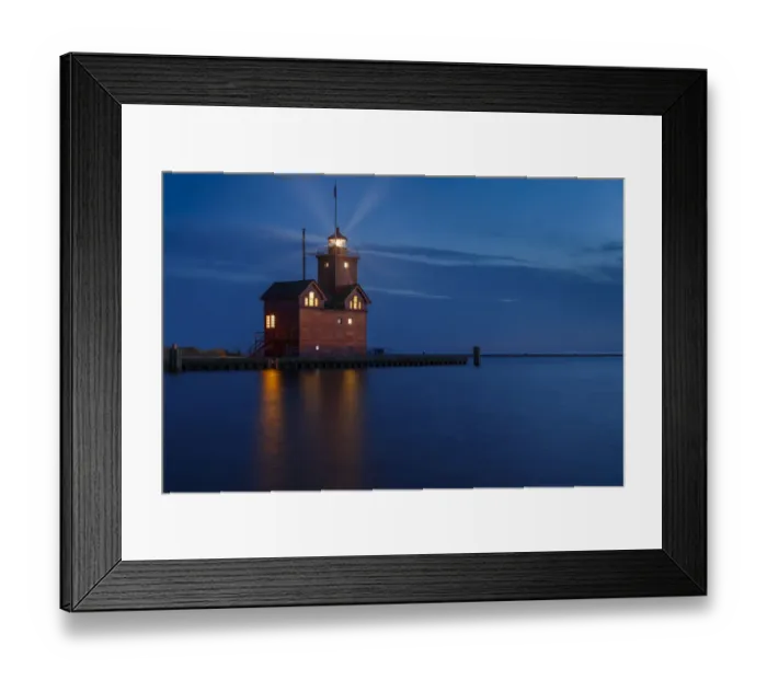 Framed Print : Big Red Lighthouse at dusk, Holland, Michigan
