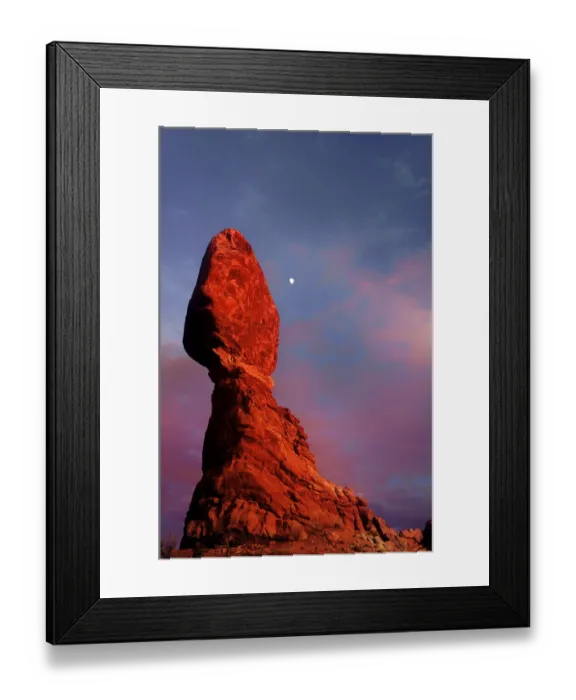 Framed Print : USA, Utah, Arches National Park. Moonrise over Balanced Rock sandstone formation Framed Print : USA, Utah, Arches National Park. Moonrise over Balanced Rock sandstone formation