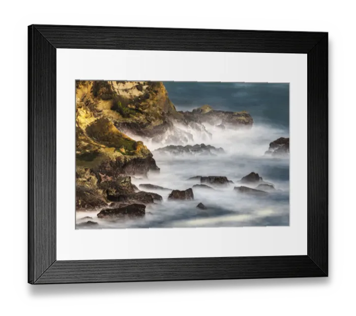 Framed Print : Long exposure of wave action along coastline, Shore Acres State Park, Cape Arago Highway