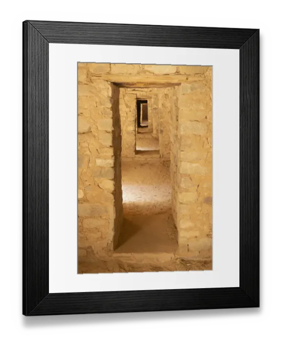Framed Print : USA, New Mexico. Aztec Ruins National Monument, Sunlight brightens rooms