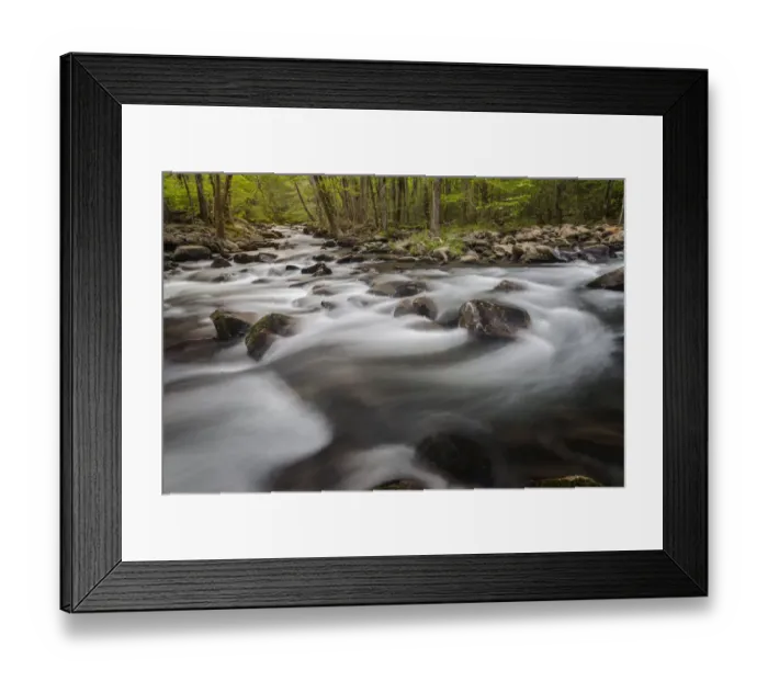 Framed Print : Moss covered boulders and flowing stream, Little Pigeon River, Great Smoky Mountains Framed Print : Moss covered boulders and flowing stream, Little Pigeon River, Great Smoky Mountains