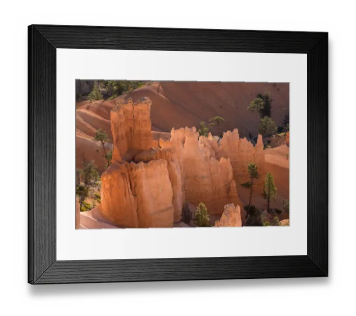 Framed Print : USA, Utah, Bryce Canyon National Park, Hoodoos rise above colorful ridges and valleys