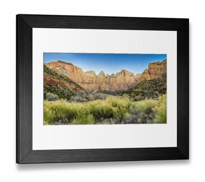 Framed Print : USA, Utah, Morning sunlight lights up the sandstone cliffs of Zion National Park Framed Print : USA, Utah, Morning sunlight lights up the sandstone cliffs of Zion National Park