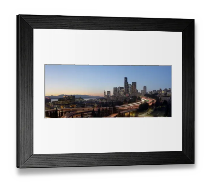 Framed Print : Evening light on downtown Seattle with I-5 passing through Framed Print : Evening light on downtown Seattle with I-5 passing through