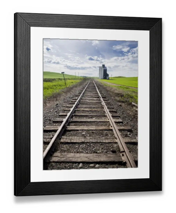 Framed Print : Train tracks and grain elevator in Eastern Washington Framed Print : Train tracks and grain elevator in Eastern Washington