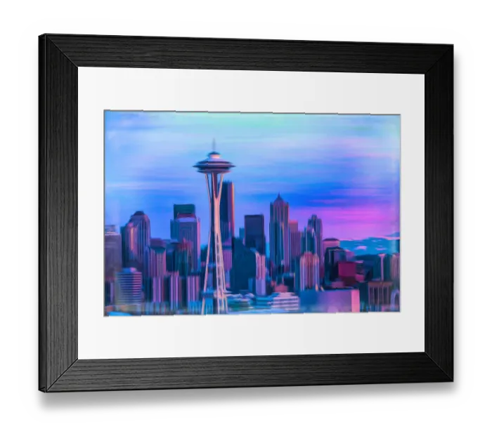 Framed Print : USA, Washington, Seattle. Abstract of downtown