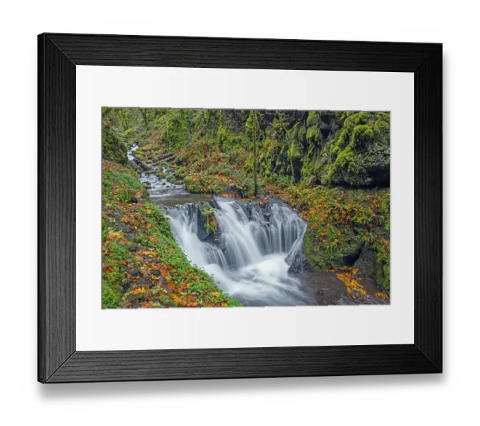 Framed Print : USA, Oregon. Columbia River Gorge National Scenic Area, Emerald Falls on Gorton Creek in Framed Print : USA, Oregon. Columbia River Gorge National Scenic Area, Emerald Falls on Gorton Creek in