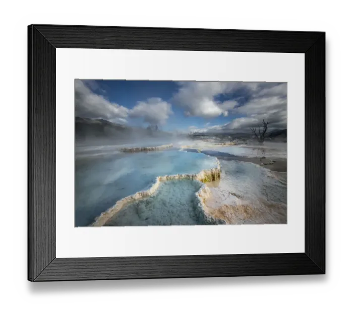 Framed Print : Blue pools on top of Canary Springs, Yellowstone National Park, Wyoming Framed Print : Blue pools on top of Canary Springs, Yellowstone National Park, Wyoming