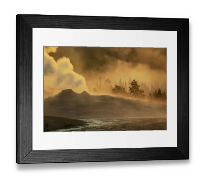 Framed Print : Old Faithful steaming in early morning, Upper Geyser Basin, Yellowstone National Park Framed Print : Old Faithful steaming in early morning, Upper Geyser Basin, Yellowstone National Park