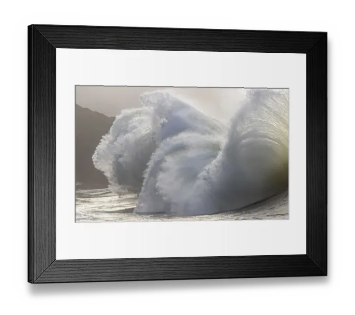 Framed Print : Washington State, King tide surf at Cape Disappointment State Park