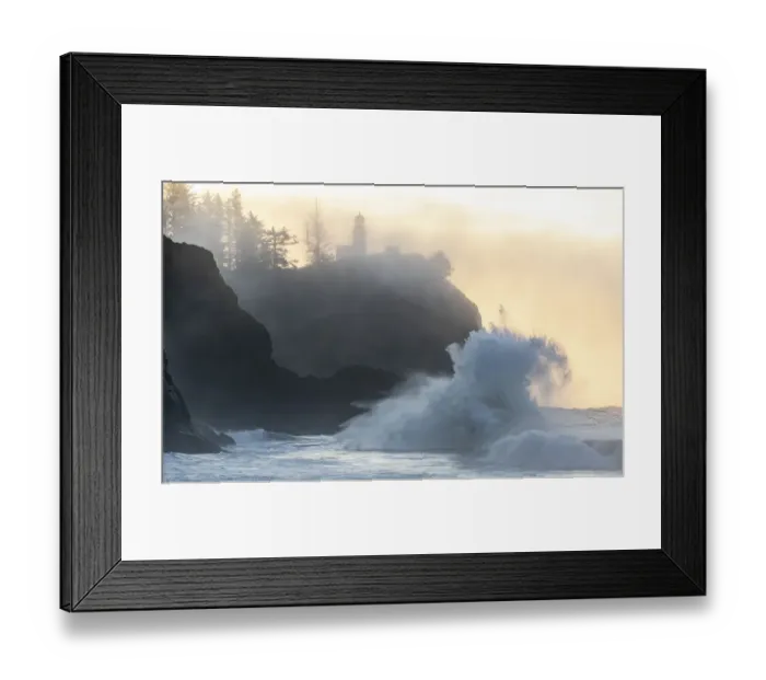 Framed Print : Washington State, Lighthouse and king tide surf, Cape Disappointment State Park Framed Print : Washington State, Lighthouse and king tide surf, Cape Disappointment State Park