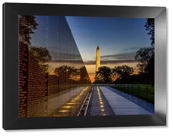USA, District of Columbia, Washington. Vietnam Veterans Memorial with reflection of